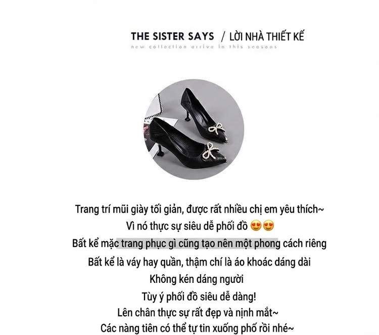 Giày Búp Bê Nữ Gót Nhọn Chiều Cao Đế Khoảng 5cm Thiết Kế Đính Nơ Màu Đen, Kem chi tiết 2