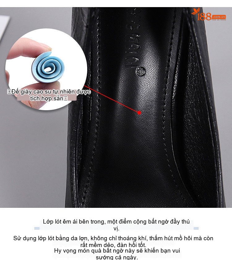 Giày Búp Bê Nữ Gót Nhọn Chiều Cao Đế Khoảng 5cm Thiết Kế Đính Nơ Màu Đen, Kem chi tiết 5