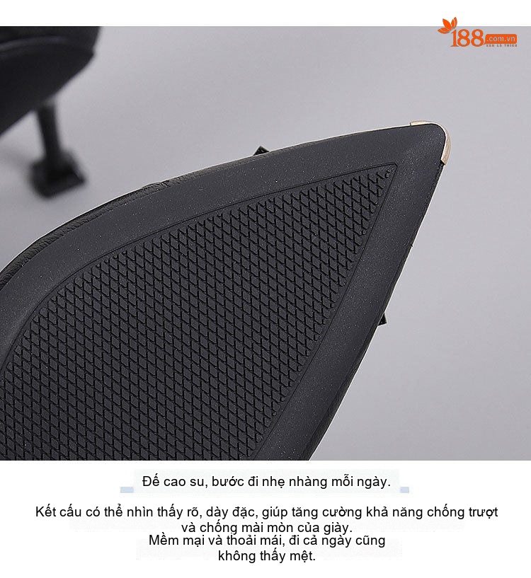 Giày Búp Bê Nữ Gót Nhọn Chiều Cao Đế Khoảng 5cm Thiết Kế Đính Nơ Màu Đen, Kem chi tiết 7