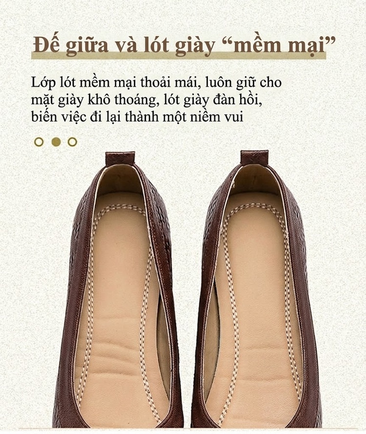 Giày Búp Bê Nữ Gót Vuông Da Bóng Chiều Cao Đế Khoảng 5cm Phong Cách Anh Quốc Màu Đen, Nâu chi tiết 6