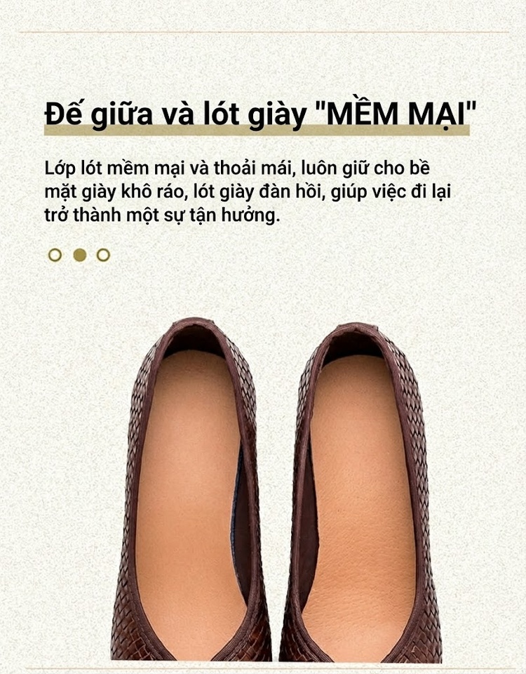Giày Búp Bê Nữ Mũi Nhọn Dệt Phong Cách Retro Chiều Cao Đế Khoảng 4cm Màu Đen, Nâu chi tiết 6