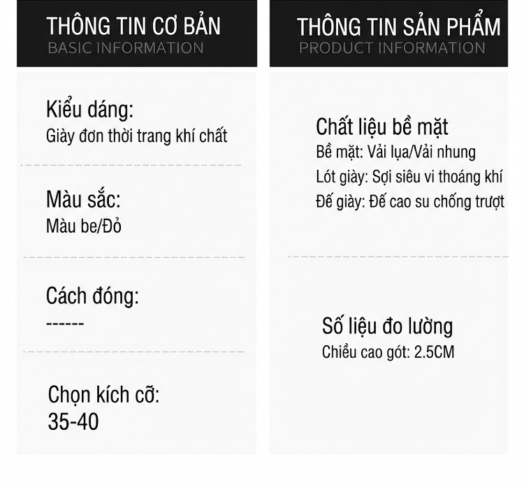 Giày Búp Bê Nữ Mũi Nhọn Đính Hạt Chiều Cao Đế Khoảng 3cm Màu Đỏ, Trắng chi tiết 3