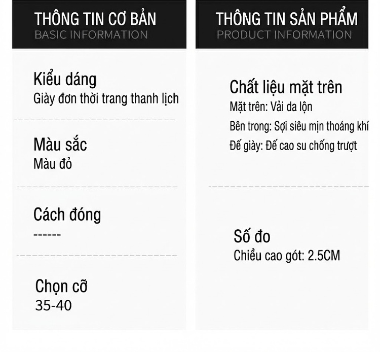 Giày Búp Bê Nữ Mũi Nhọn Gót Vuông Chiều Cao Đế Khoảng 3cm Màu Đỏ Đính Họa Tiết chi tiết 4