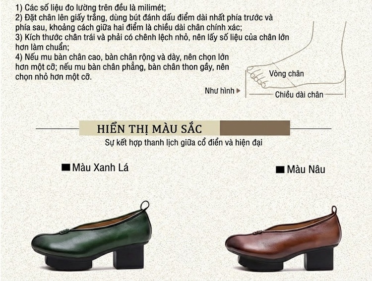 Giày Búp Bê Nữ Mũi Nhọn Gót Vuông Chiều Cao Đế Khoảng 5cm Phong Cách Retro Màu Xanh Lá, Nâu chi tiết 2