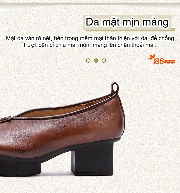 Giày Búp Bê Nữ Mũi Nhọn Gót Vuông Chiều Cao Đế Khoảng 5cm Phong Cách Retro Màu Xanh Lá, Nâu chi tiết 3