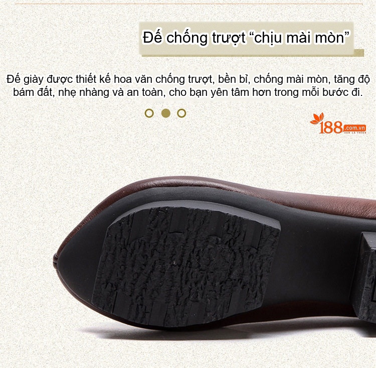 Giày Búp Bê Nữ Mũi Nhọn Gót Vuông Chiều Cao Đế Khoảng 5cm Phong Cách Retro Màu Xanh Lá, Nâu chi tiết 5