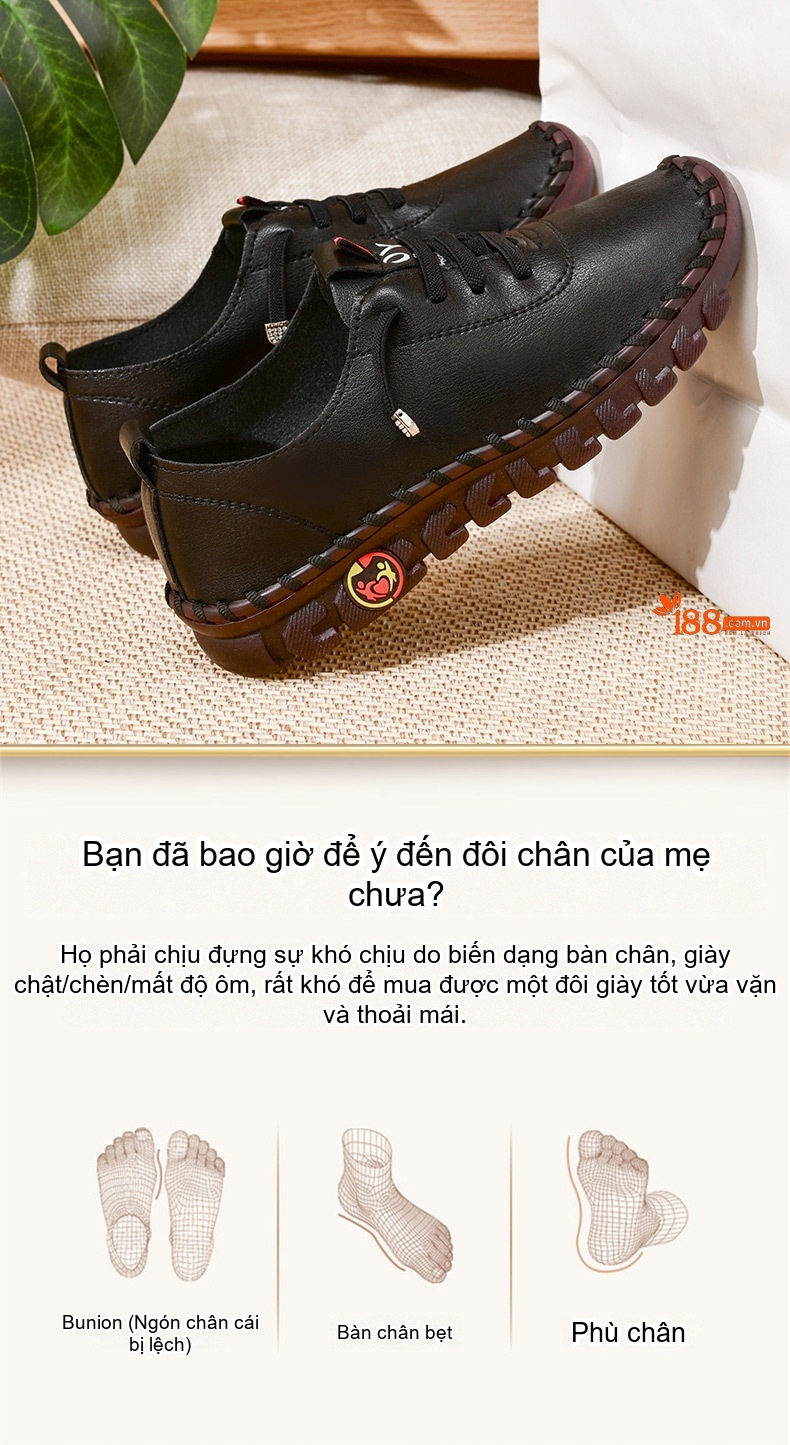 Giày Búp Bê Nữ Mũi Tròn May Thủ Công Đế Mềm Chống Trượt Chiều Cao Đế Khoảng 2cm Màu Đen, Kem, Đỏ, Nâu chi tiết 9
