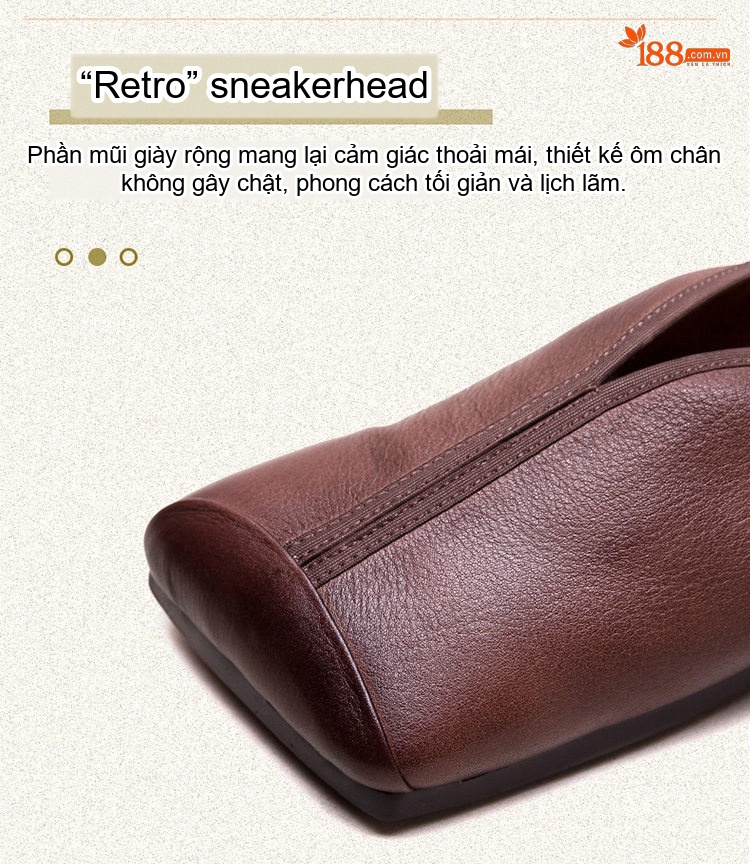 Giày Búp Bê Nữ Mũi Vuông Da Mềm Chiều Cao Đế Khoảng 1cm Phong Cách Retro Màu Xám, Nâu chi tiết 3