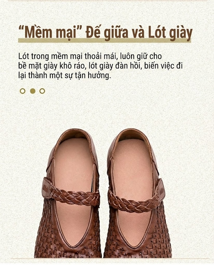 Giày Búp Bê Nữ Quai Dán Bệt Thoải Mái Phong Cách Retro Chiều Cao Đế Khoảng 2cm Màu Nâu, Xanh chi tiết 6