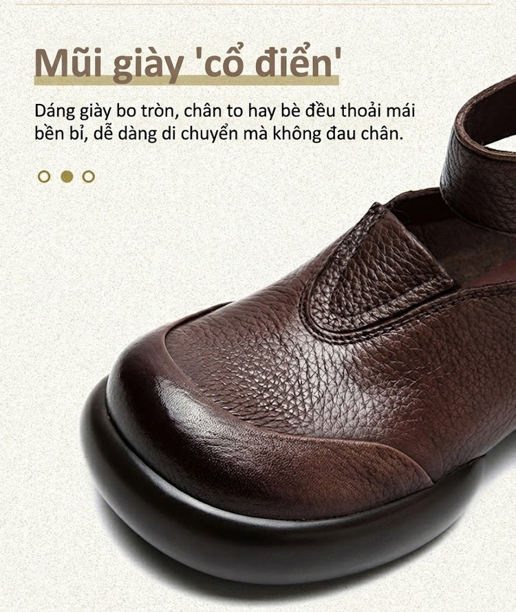 Giày Búp Bê Nữ Quai Dán Đế Bệt Chiều Cao Đế Khoảng 4cm Màu Đen, Nâu chi tiết 3