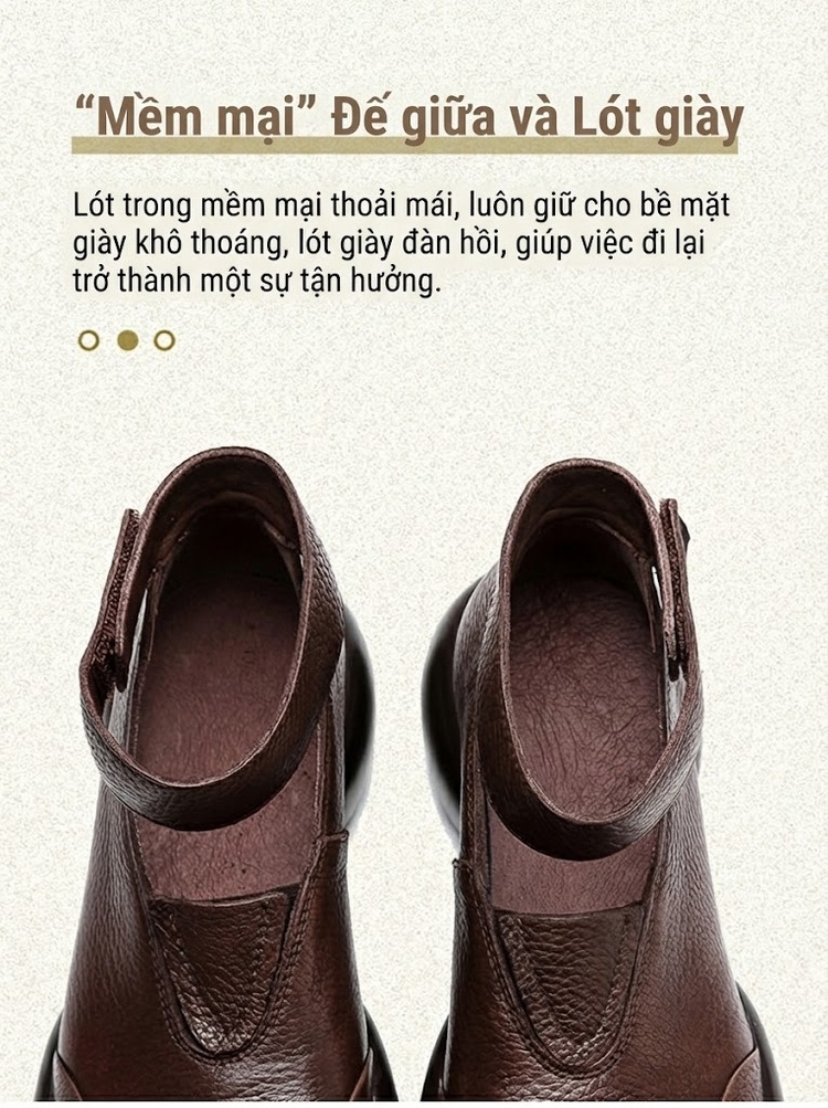 Giày Búp Bê Nữ Quai Dán Đế Bệt Chiều Cao Đế Khoảng 4cm Màu Đen, Nâu chi tiết 5