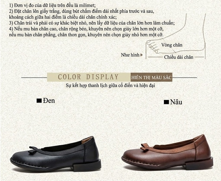 Giày Búp Bê Nữ Quai Thun Trang Trí Nơ Chiều Cao Đế Khoảng 2cm Phong Cách Vintage Màu Đen, Nâu chi tiết 2