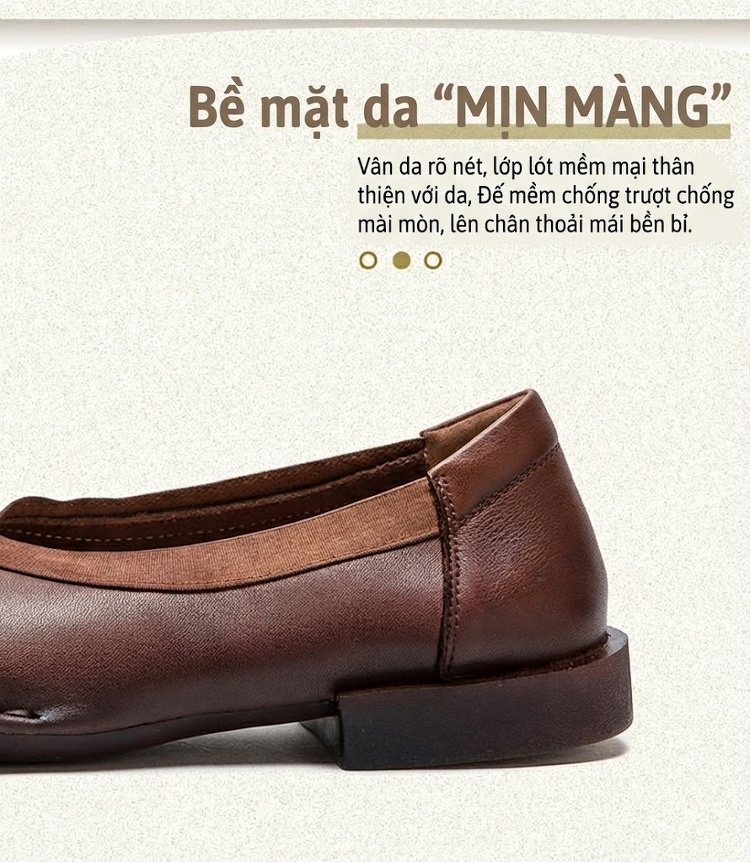 Giày Búp Bê Nữ Quai Thun Trang Trí Nơ Chiều Cao Đế Khoảng 2cm Phong Cách Vintage Màu Đen, Nâu chi tiết 3
