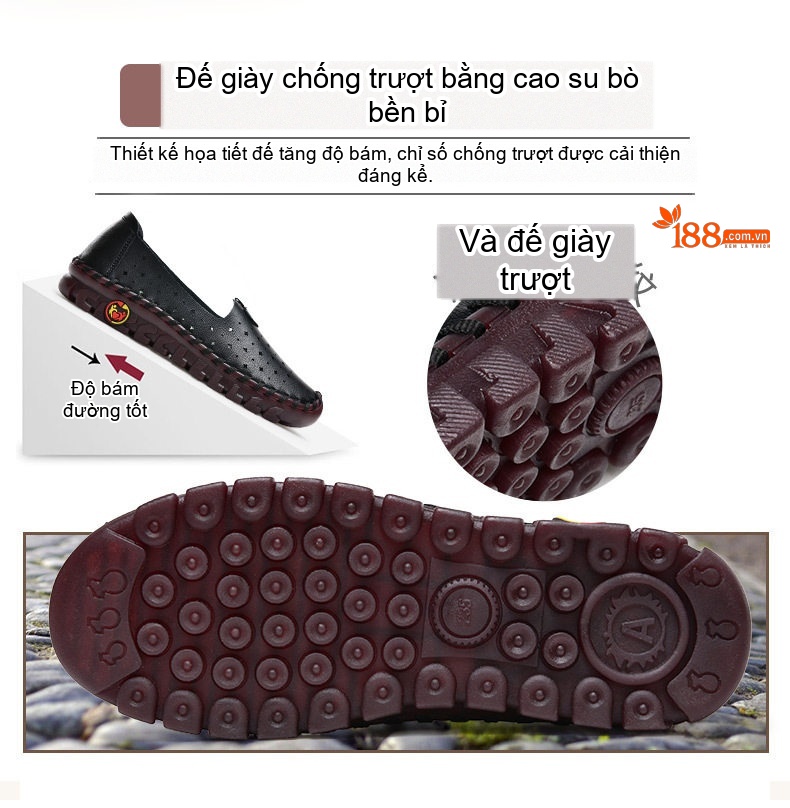 Giày Búp Bê Nữ Thoáng Khí Đế Mềm Chiều Cao Đế Khoảng 1cm Màu Kem, Đỏ, Nâu, Đen chi tiết 7