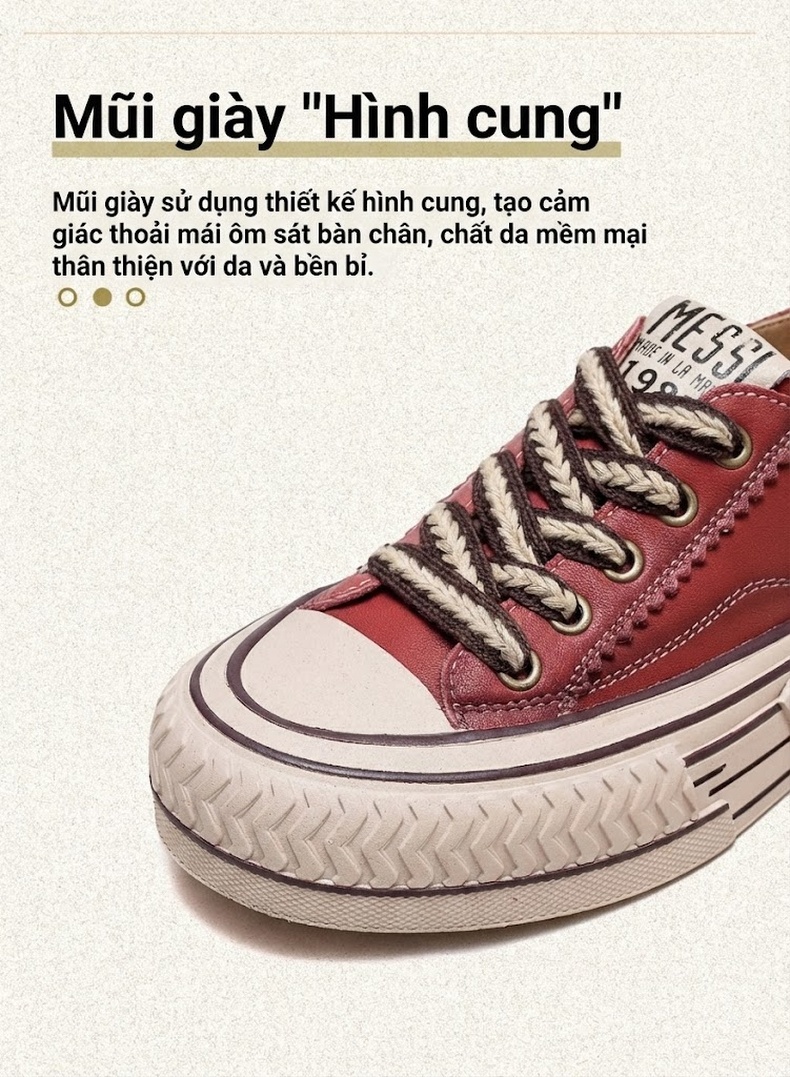 Giày Canvas Nữ Cột Dây Đế Dày Phong Cách Retro Chiều Cao Đế Khoảng 3cm Màu Be, Đỏ, Xanh Lá chi tiết 4