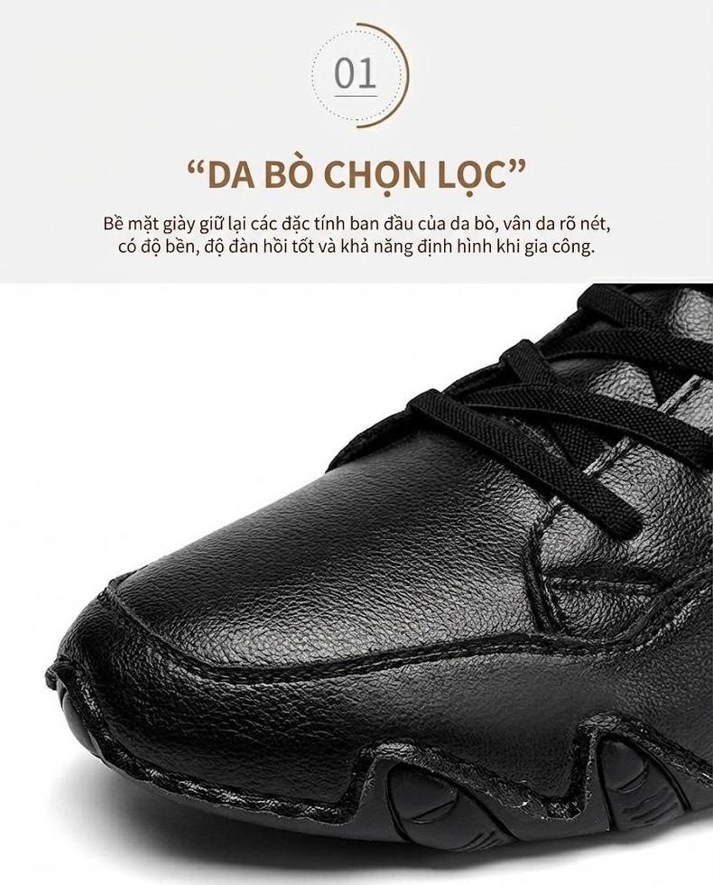 Giày Cao Cổ Nam Da Bóng Lót Lông Chiều Cao Đế Khoảng 3cm Màu Đen, Trắng chi tiết 6