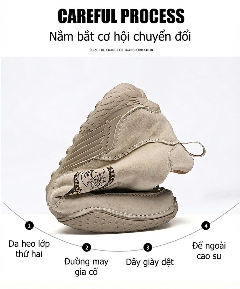Giày Cao Cổ Nam Da Mờ Lót Lông Đi Mùa Đông Chiều Cao Đế Khoảng 3cm Màu Kem, Xám, Đen chi tiết 9