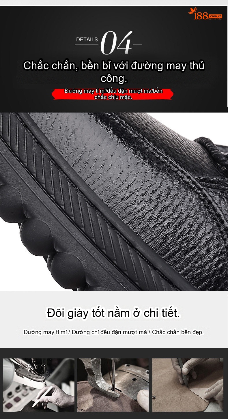 Giày Cao Cổ Nam Da Thật Lót Lông Cừu Giữ Ấm Chống Trượt Chiều Cao Đế Khoảng 4cm Màu Đen chi tiết 10