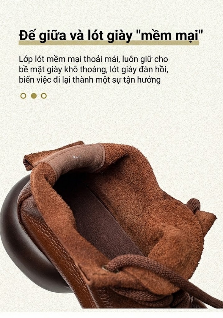 Giày Cao Cổ Nữ Da Bò Buộc Dây Phong Cách Anh Quốc Chiều Cao Đế Khoảng 5cm Màu Đen, Nâu chi tiết 6