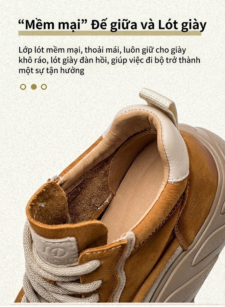 Giày Cao Cổ Nữ Da Bò Mờ Buộc Dây Phong Cách Retro Chiều Cao Đế Khoảng 5cm Màu Nâu chi tiết 5
