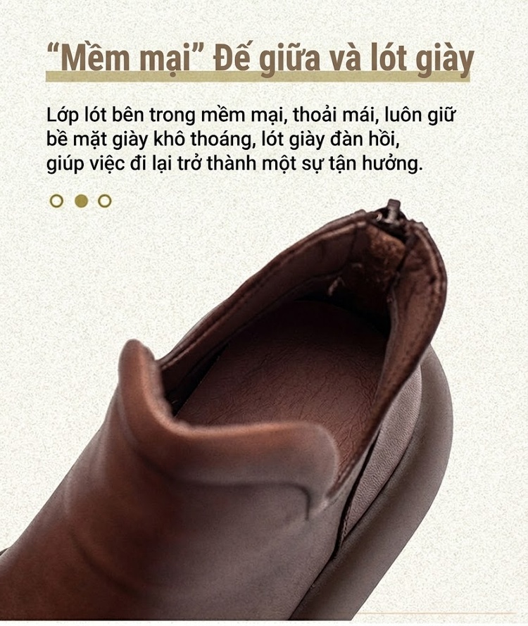 Giày Cao Cổ Nữ Da Bò Tăng Chiều Cao Đế Khoảng 5cm Phong Cách Retro Màu Đen, Nâu chi tiết 5