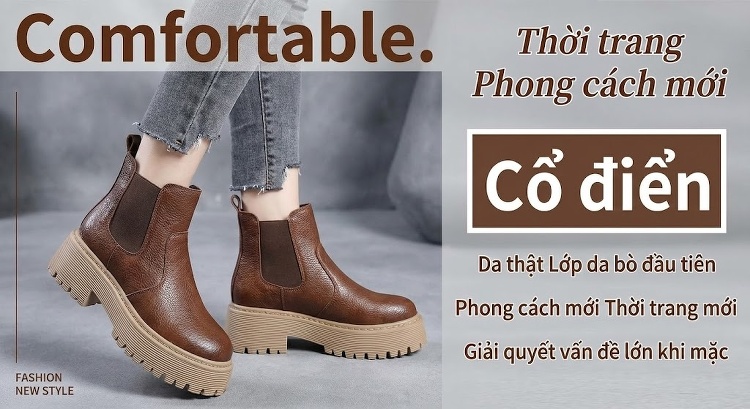 Giày Cao Cổ Nữ Dây Buộc Đế Dày Lót Lông Giữ Ấm Chiều Cao Đế Khoảng 5cm Màu Đen, Nâu chi tiết 2