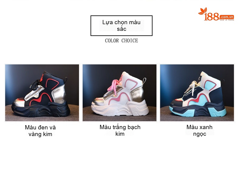Giày Cao Cổ Nữ Đế Dày Chiều Cao Đế 7cm Phong Cách Ulzzang Màu Trắng, Hồng, Đen, Xanh... chi tiết 2