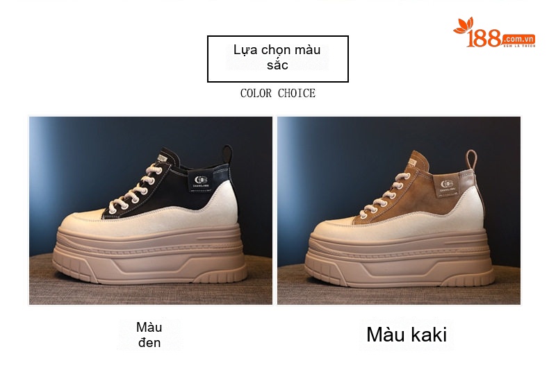 Giày Cao Cổ Nữ Đế Dày Chiều Cao Đế 8cm Phong Cách Thể Thao Màu Đen, Nâu chi tiết 2