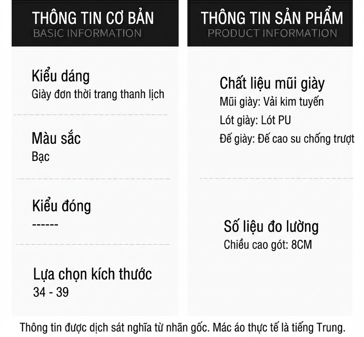 Giày Cao Gót Cô Dâu Mũi Nhọn Ren Hoa Ngọc Trai Quai Ngang Hở Bên Chiều Cao Đế Khoảng 7cm Màu Bạc chi tiết 6