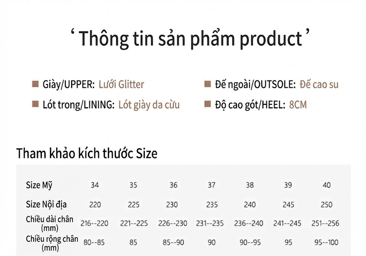 Giày Cao Gót Da Cừu Mũi Nhọn Chiều Cao Đế Khoảng 8cm Màu Bạc Lấp Lánh chi tiết 5
