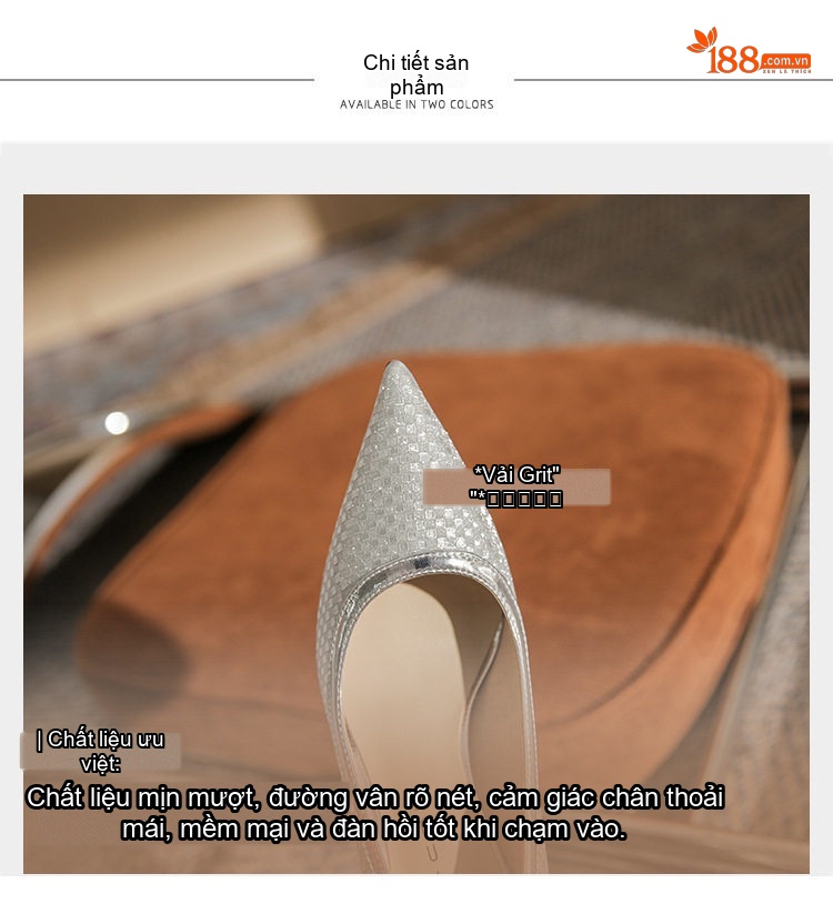 Giày Cao Gót Da Cừu Mũi Nhọn Chiều Cao Đế Khoảng 8cm Màu Bạc Lấp Lánh chi tiết 8