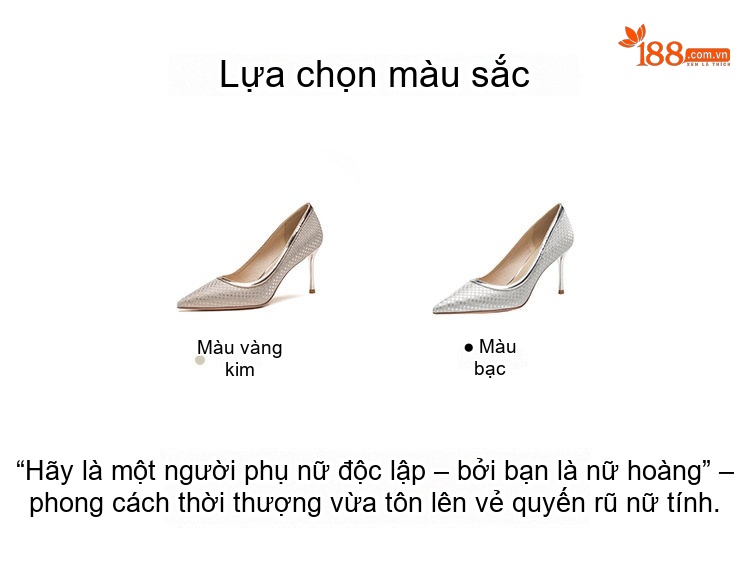 Giày Cao Gót Da Cừu Mũi Nhọn Chiều Cao Đế Khoảng 8cm Màu Bạc Lấp Lánh chi tiết 3