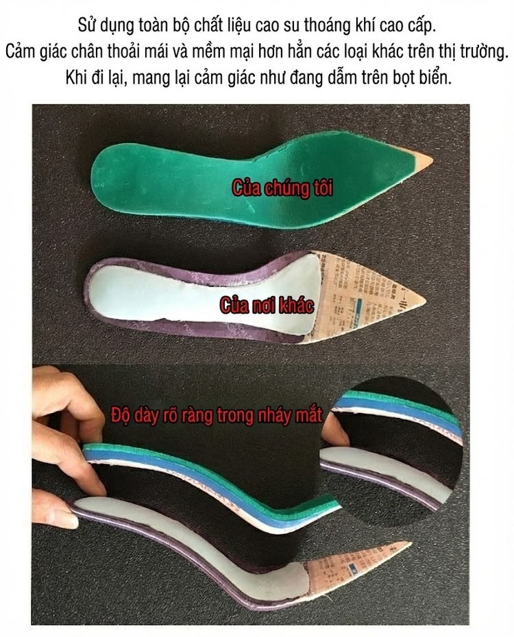 Giày Cao Gót Hở Bên Da Bóng Chiều Cao Đế Khoảng 12cm Mũi Nhọn Gót Nhọn Màu Đỏ, Tím chi tiết 4