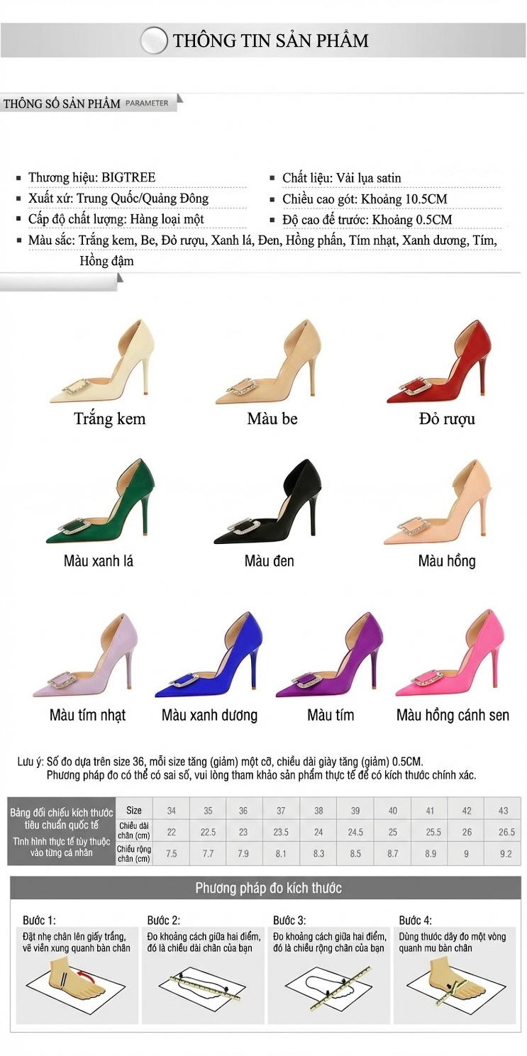 Giày Cao Gót Hở Bên Nữ Da Bóng Đính Đá Chiều Cao Đế Khoảng 9cm Màu Đen, Đỏ, Xanh Lá, Hồng chi tiết 1