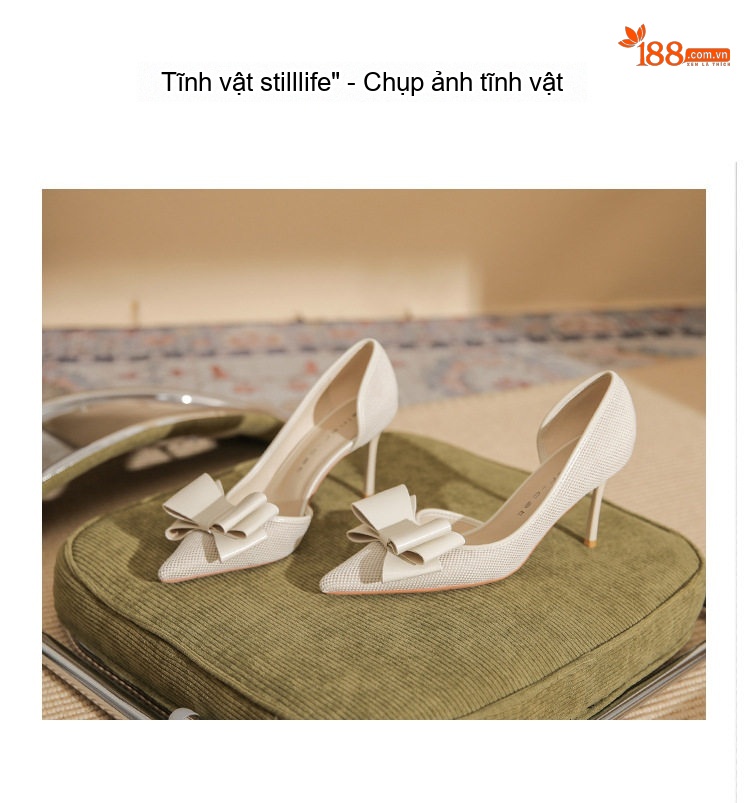 Giày Cao Gót Hở Bên Nữ Da Cừu Chiều Cao Đế Khoảng 7cm Kiểu Mũi Nhọn Thắt Nơ Màu Trắng, Đen chi tiết 24