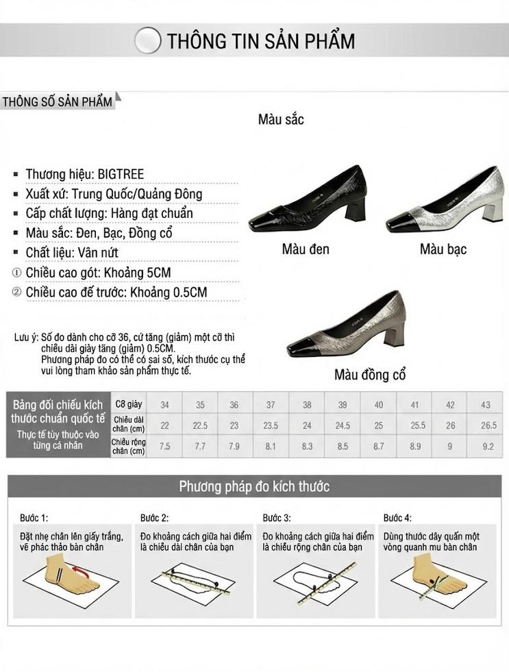 Giày Cao Gót Mary Jane Da Bóng Chiều Cao Đế Khoảng 5cm Màu Đen, Bạc chi tiết 1