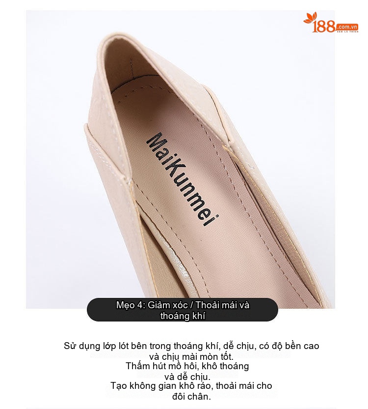 Giày Cao Gót Mũi Nhọn Da Mềm Đính Nơ Đá Chiều Cao Đế Khoảng 6cm Màu Kem, Đen chi tiết 12