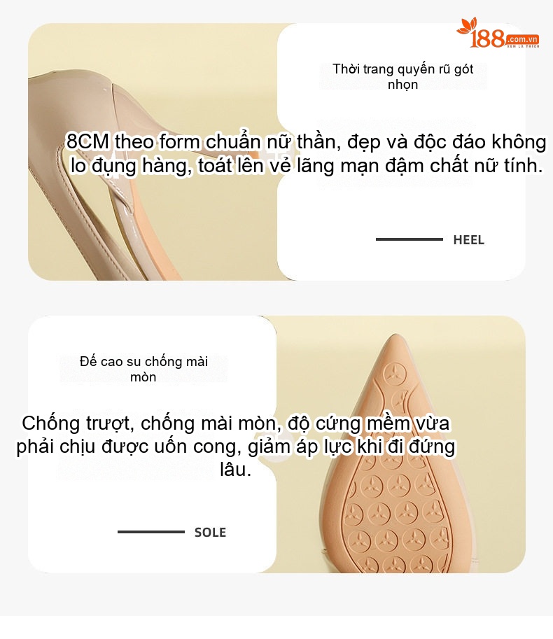Giày Cao Gót Mũi Nhọn Hở Bên Chiều Cao Đế Khoảng 6cm Màu Kem, Đen, Bạc chi tiết 3