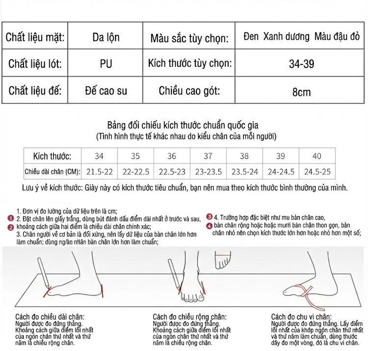 Giày Cao Gót Mũi Nhọn Nữ Da Mờ Khóa Kim Loại Chiều Cao Đế 6cm Màu Đen, Xám Xanh chi tiết 1