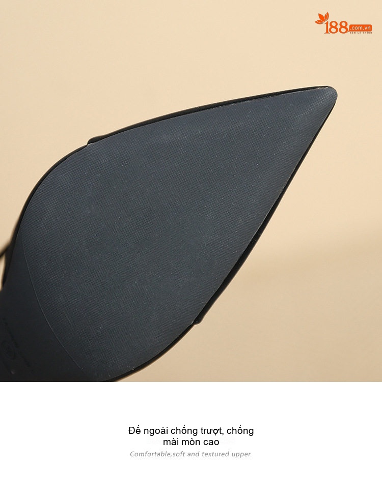 Giày Cao Gót Mũi Nhọn Quai Hậu Chiều Cao Đế Khoảng 5cm Màu Đen, Trắng, Kem chi tiết 8