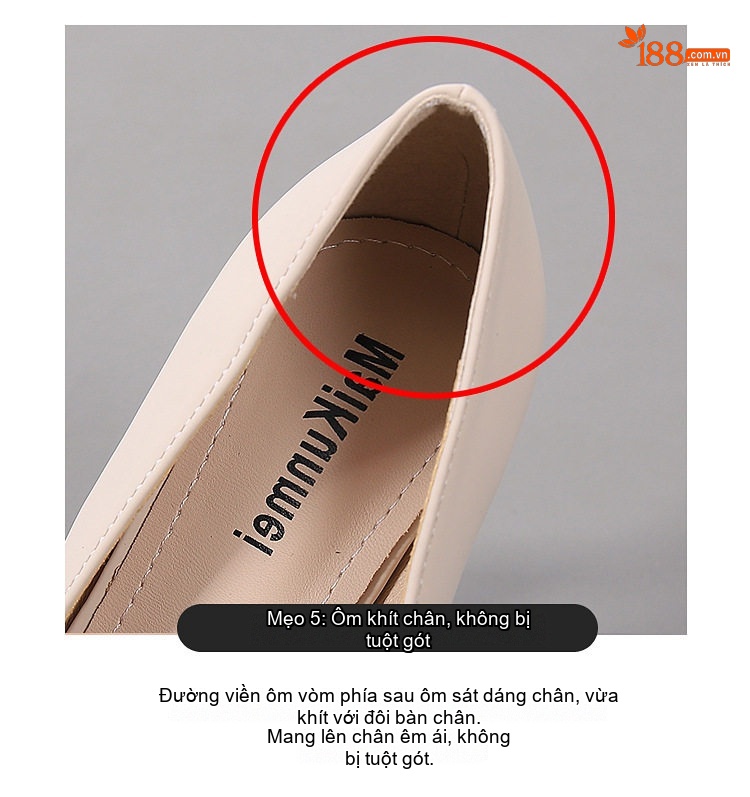 Giày Cao Gót Mũi Nhọn Quai Ngang Bề Mặt Trơn Chiều Cao Đế Khoảng 6cm Màu Đen, Kem chi tiết 11
