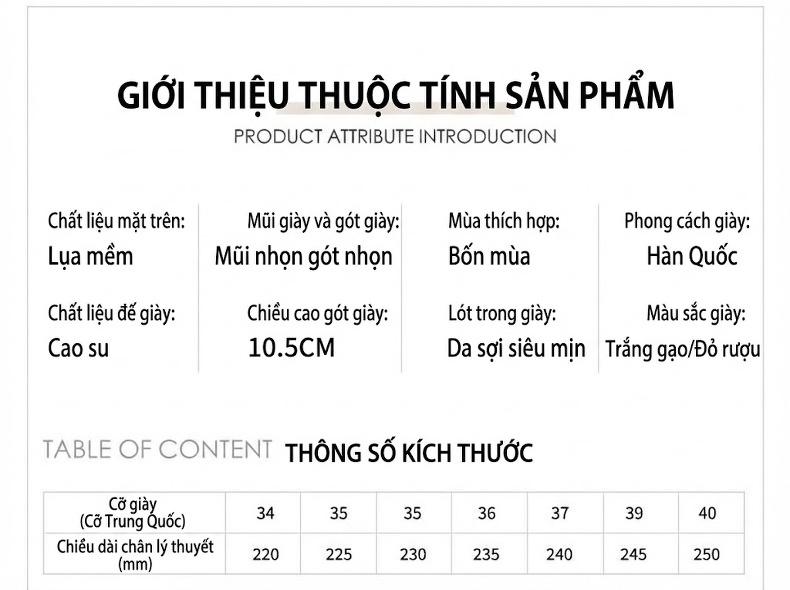 Giày Cao Gót Mũi Nhọn Quai Ngang Bít Mũi Đính Ngọc Trai Chiều Cao Đế Khoảng 8cm Màu Đỏ, Trắng chi tiết 1
