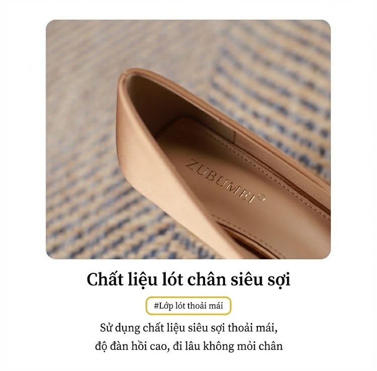 Giày Cao Gót Mũi Vuông Quai Khóa Đính Đá Chiều Cao Đế Khoảng 5cm Chất Liệu Lụa Satin Màu Đen, Nâu chi tiết 5