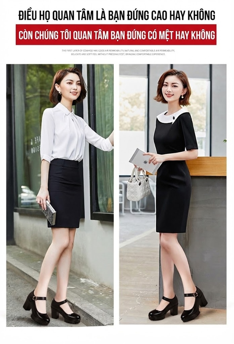 Giày Cao Gót Nữ Da Bò Chiều Cao Đế Khoảng 8cm Quai Ngang Màu Đen, Đỏ, Bạc, Trắng... chi tiết 2