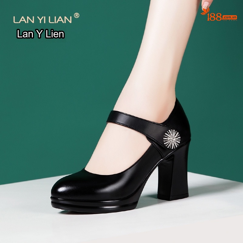Giày Cao Gót Nữ Da Bò Quai Ngang Chống Trượt Chiều Cao Đế Khoảng 8cm Màu Đen, Trắng, Đỏ, Bạc...