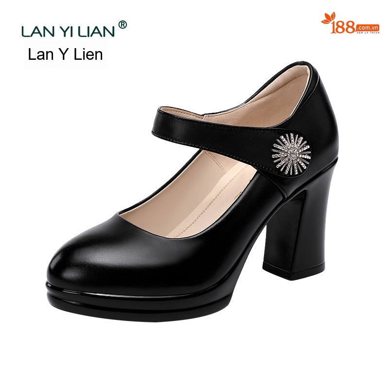 Giày Cao Gót Nữ Da Bò Quai Ngang Chống Trượt Chiều Cao Đế Khoảng 8cm Màu Đen, Trắng, Đỏ, Bạc...