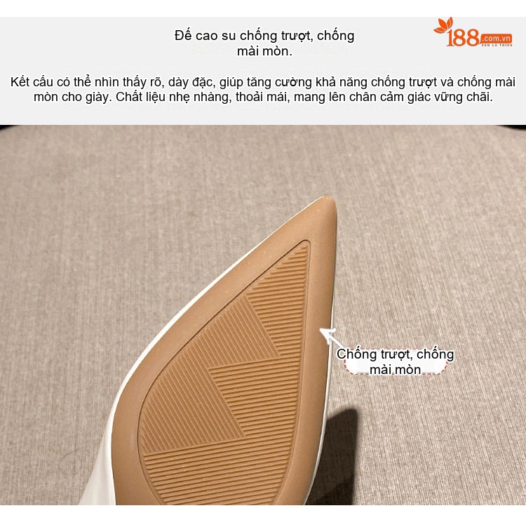 Giày Cao Gót Nữ Da Bóng Chiều Cao Đế Khoảng 5cm Màu Đen, Trắng, Đỏ chi tiết 9