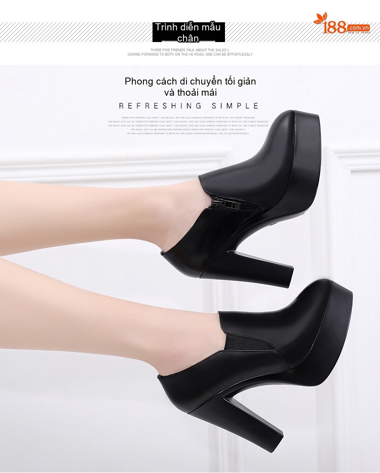 Giày Cao Gót Nữ Da Bóng Đế Xuồng Chiều Cao Đế Khoảng 8cm Màu Đen chi tiết 9