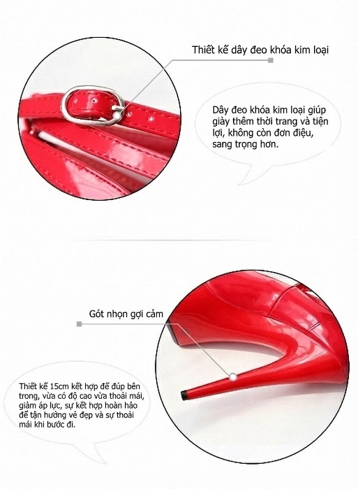 Giày Cao Gót Nữ Da Bóng Gót Nhọn 15cm, Đế Xuồng 20cm Quai Chữ X Sexy Bar Club Màu Đen chi tiết 8