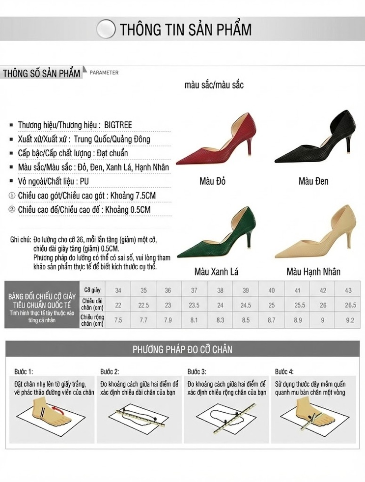 Giày Cao Gót Nữ Da Bóng Hở Bên Hông Mũi Nhọn Chiều Cao Đế Khoảng 6cm Màu Đen, Đỏ, Xanh Lá, Kem... chi tiết 1